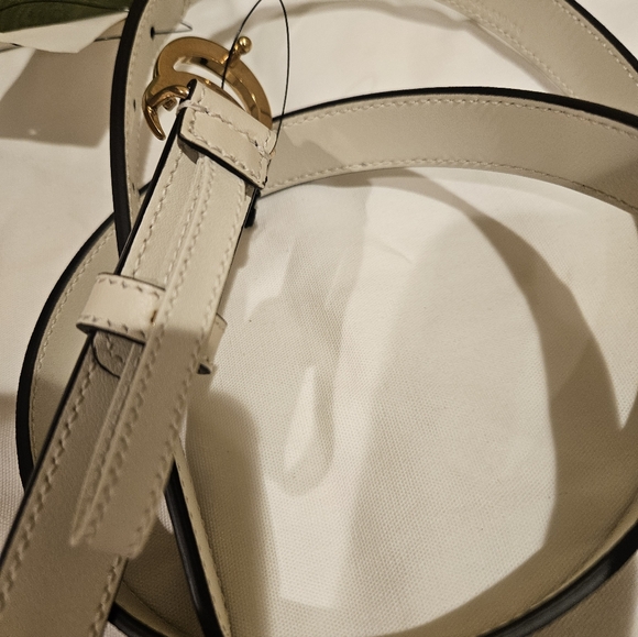 Share Gucci Gg Marmont Thin Gg Supreme Canvas & Leather Belt Women's White Size - Picture 5 of 7